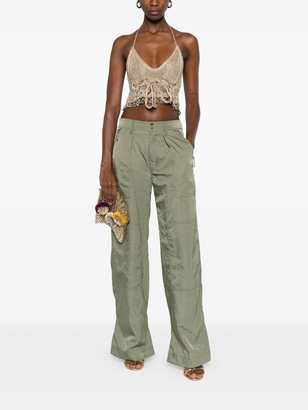 Pantaloni verdi plissettati con tasche 25ACPA055PA0249 P309 RABANNE