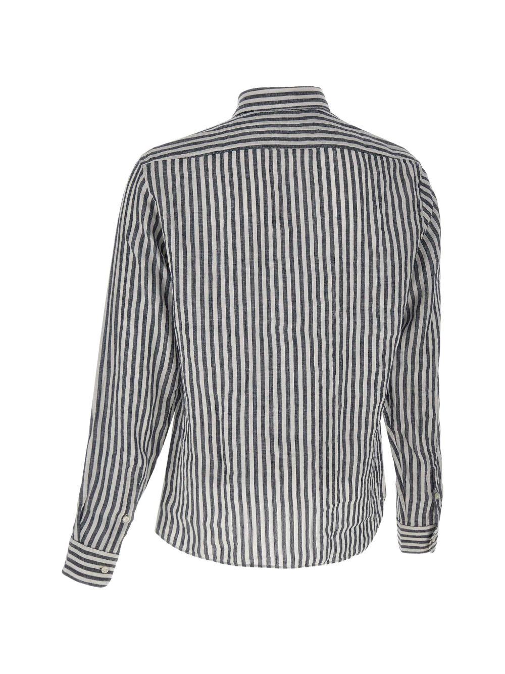 Camicia in lino a righe 50560595 404 BOSS