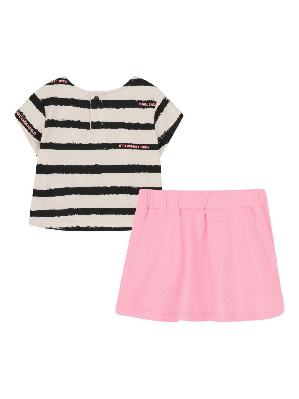 Completo t-shirt e gonna a righe Z31065 462 KARL LAGERFELD KIDS