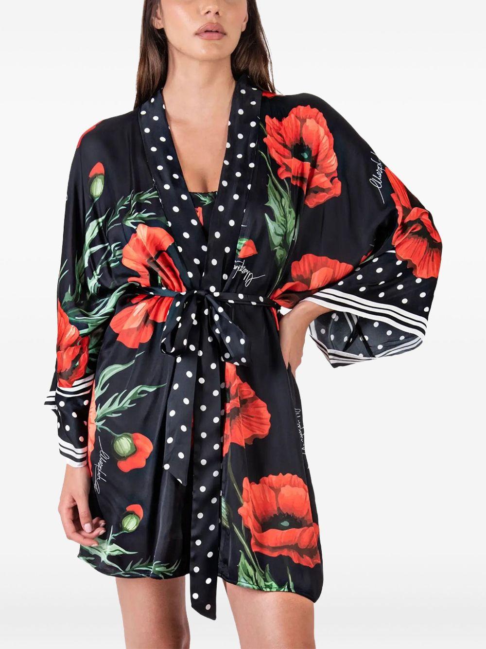 Kimono corto con fantasia stampata e pois PS70 0050 MARGHERITA MAZZEI
