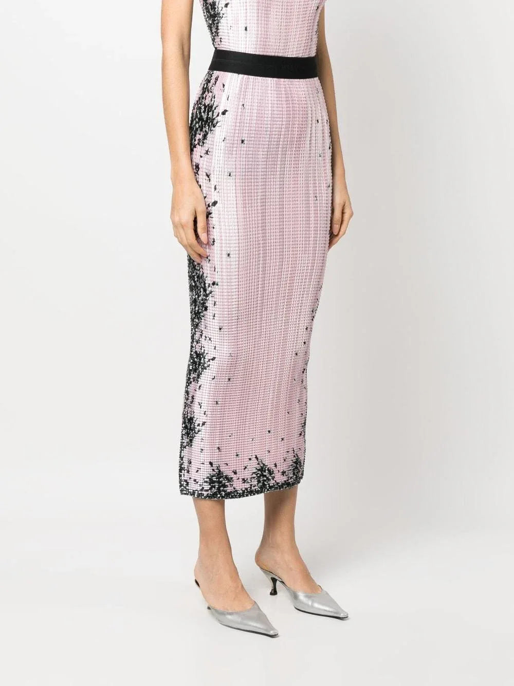 Gonna midi rosa/nera con trama - Preludio Moda