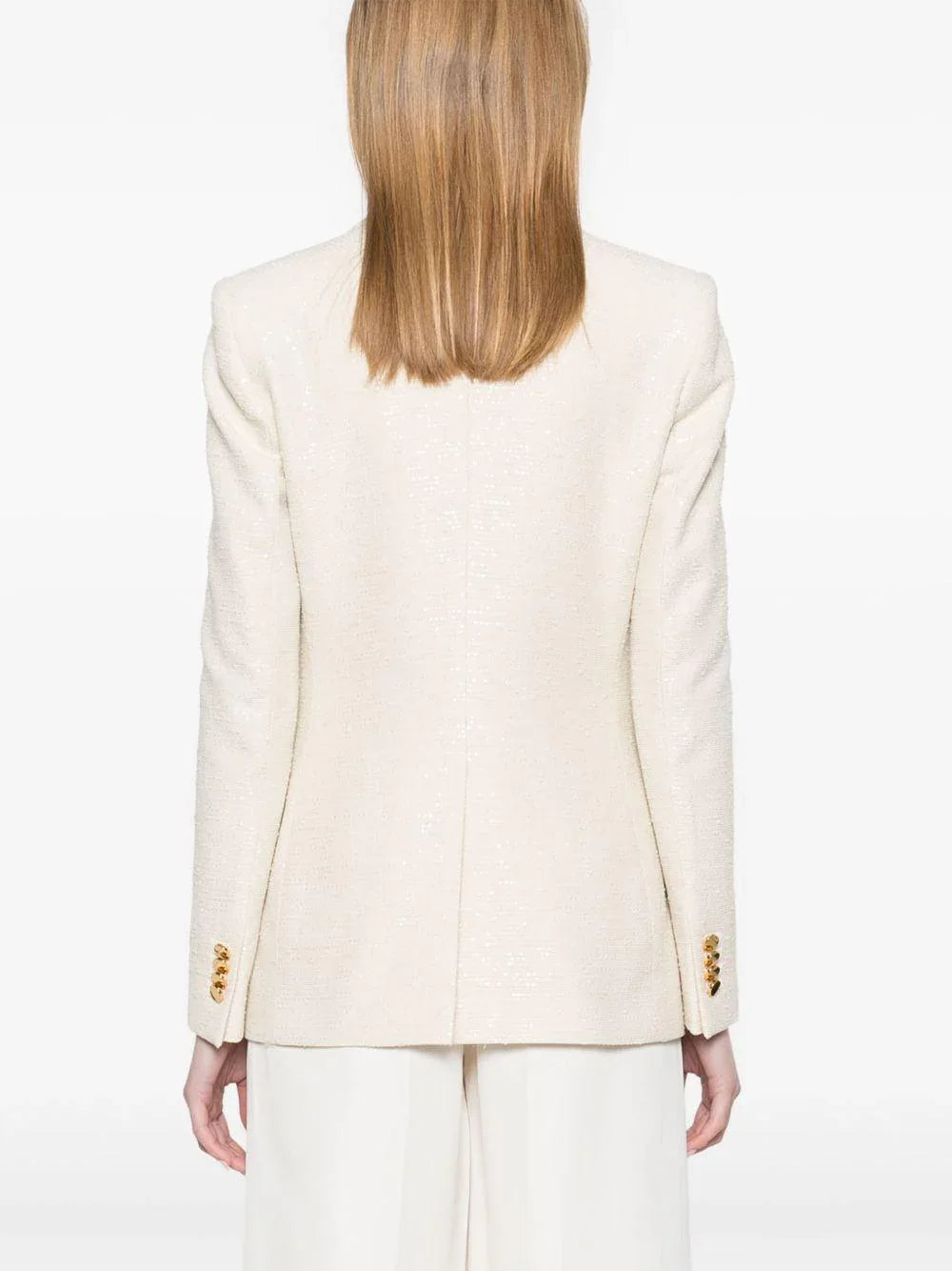 Giacca panna doppiopetto micro paillettes - Preludio Moda