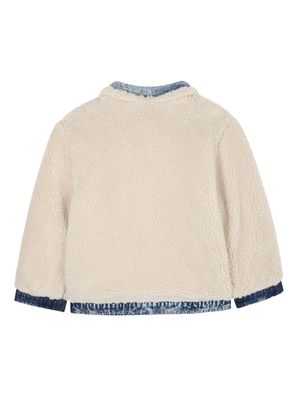 Giacca in denim chiaro con colletto in shearling sintetico - Preludio Moda