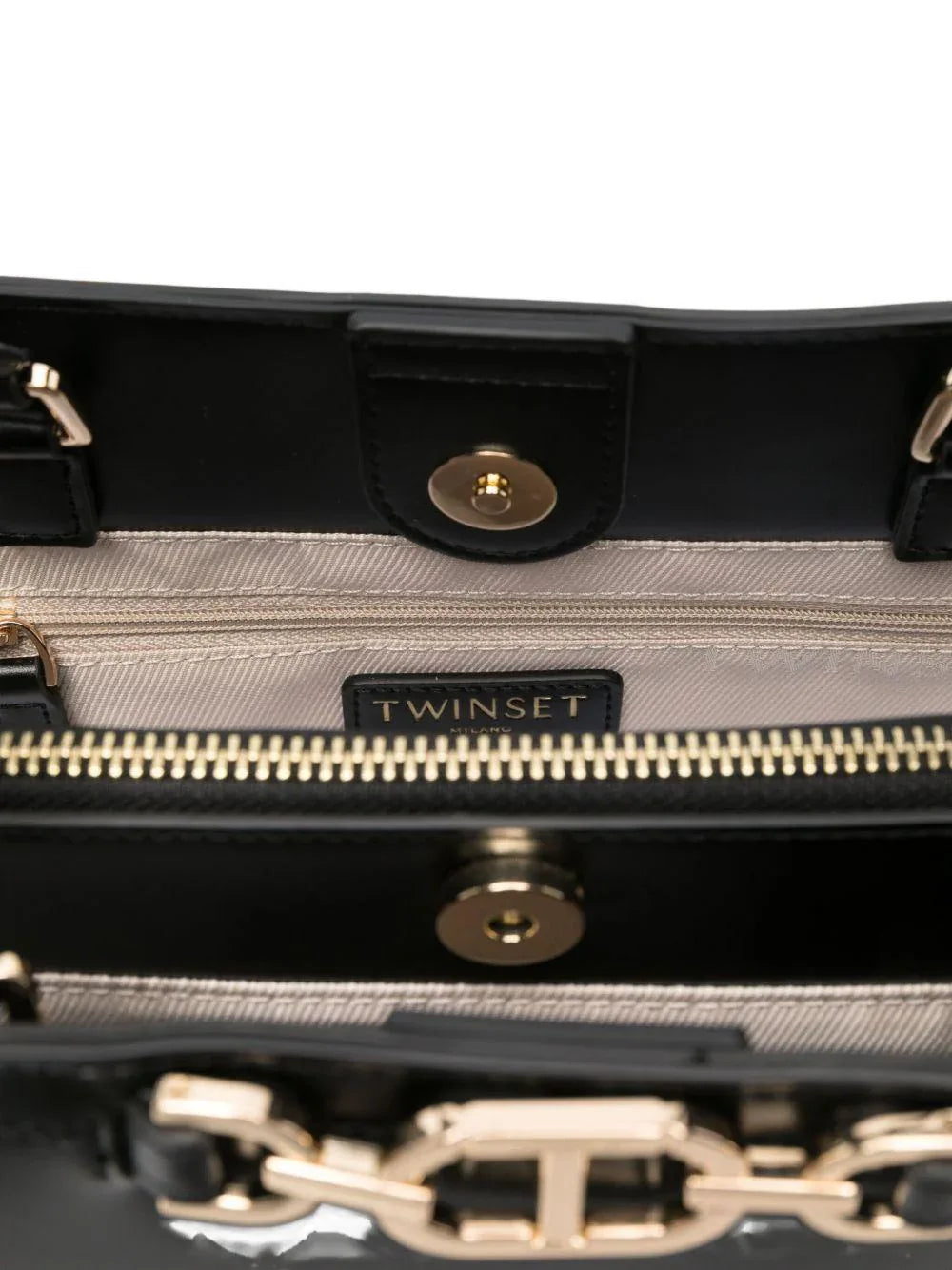 Borsa tote nera con manici e tracolla - Preludio Moda