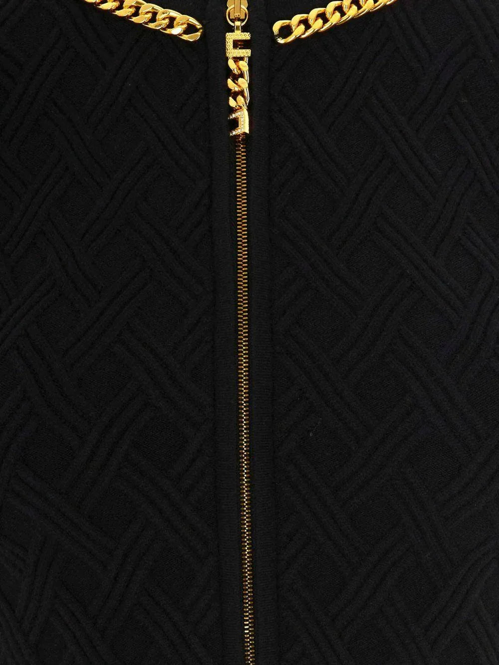 Maglia con Motivo a Rombi e Zip Frontale - Preludio Moda