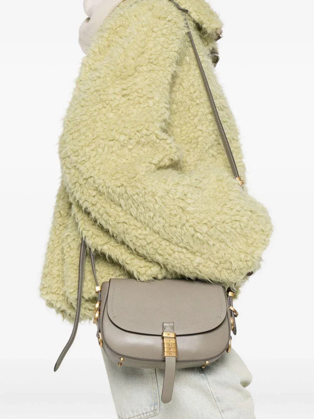 Borsa a tracolla noce/oro con patta e tracolla regolabile - Preludio Moda