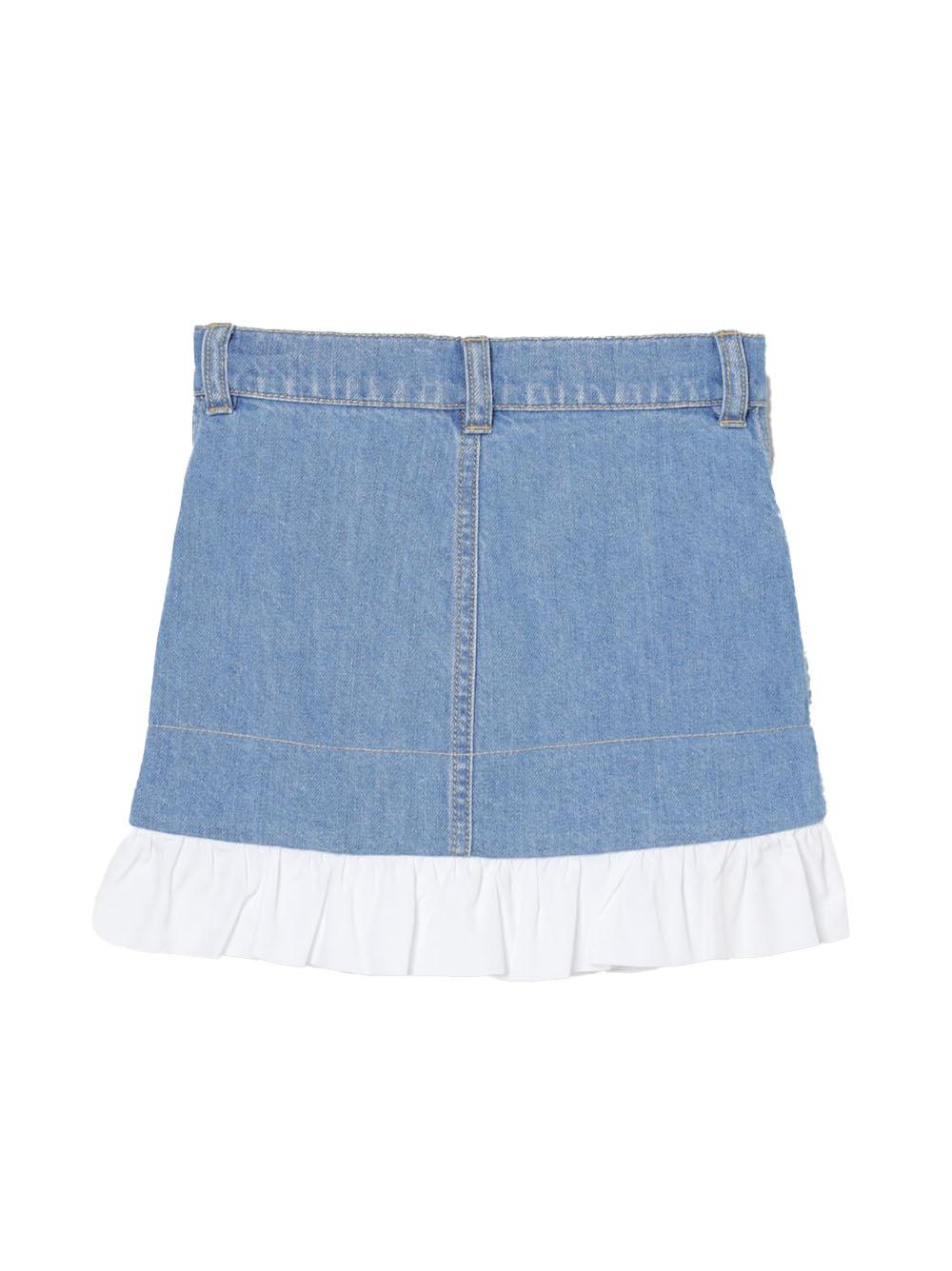 Gonna denim con orlo rouches
