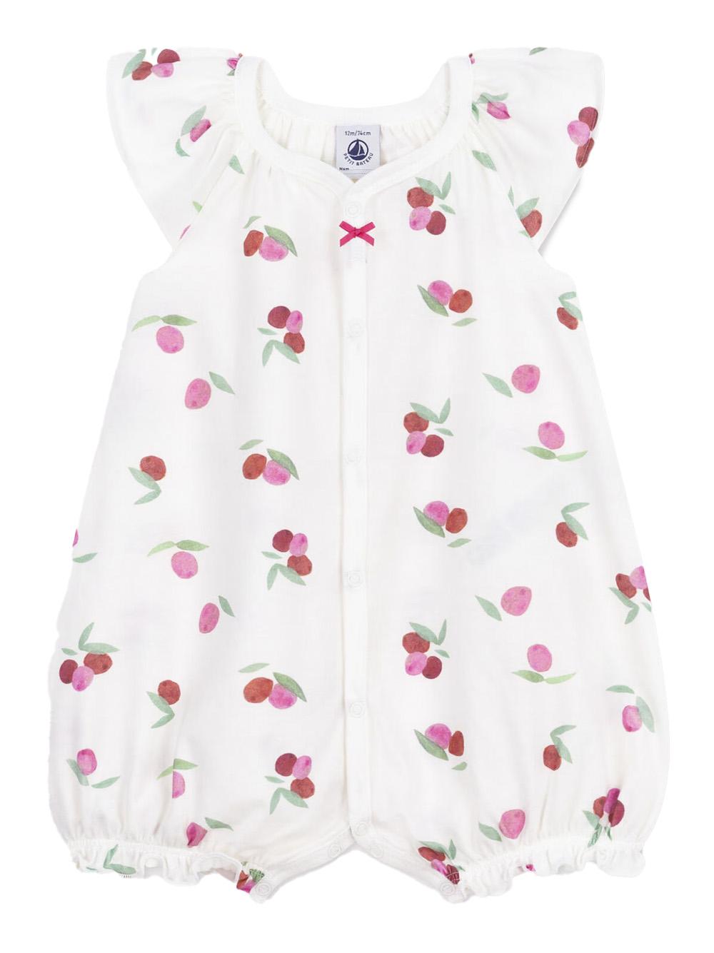 Tutina bianca con fantasia frutta all-over A0CZ5 01 PETIT BATEAU KIDS