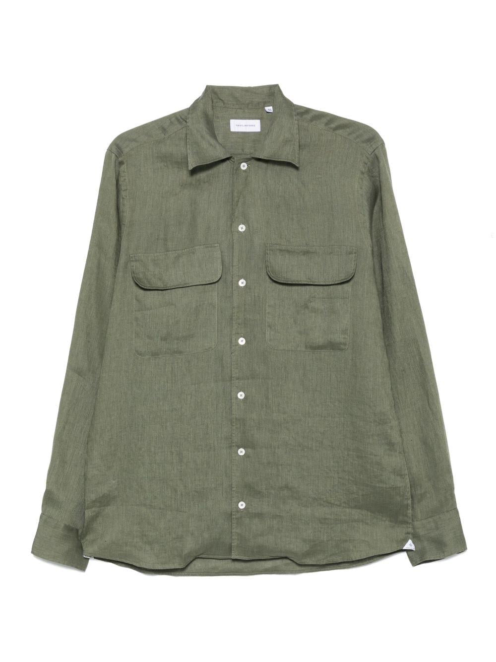 Camicia Rowan verde in lino ROWAN740005 V1283 TAGLIATORE