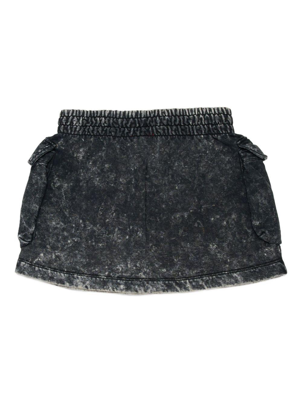 Gonna in Denim Nera con Tasche Cargo e Logo J02400KYAZ4 K900 DIESEL KIDS