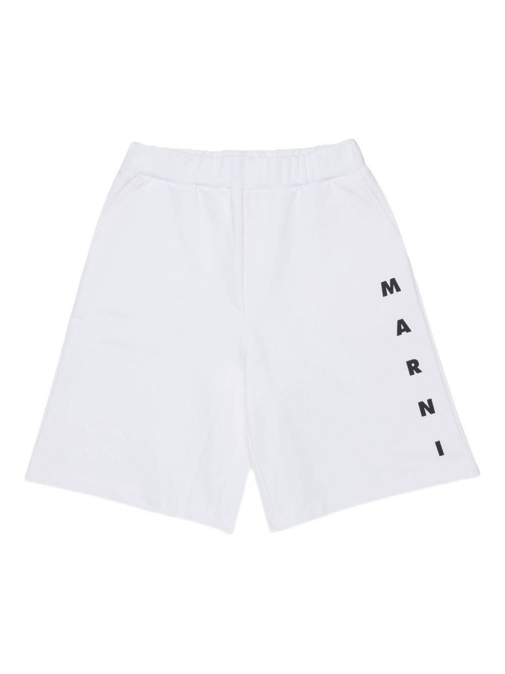 Bermuda in cotone con logo verticale M01823M00V0 0M100 MARNI KIDS