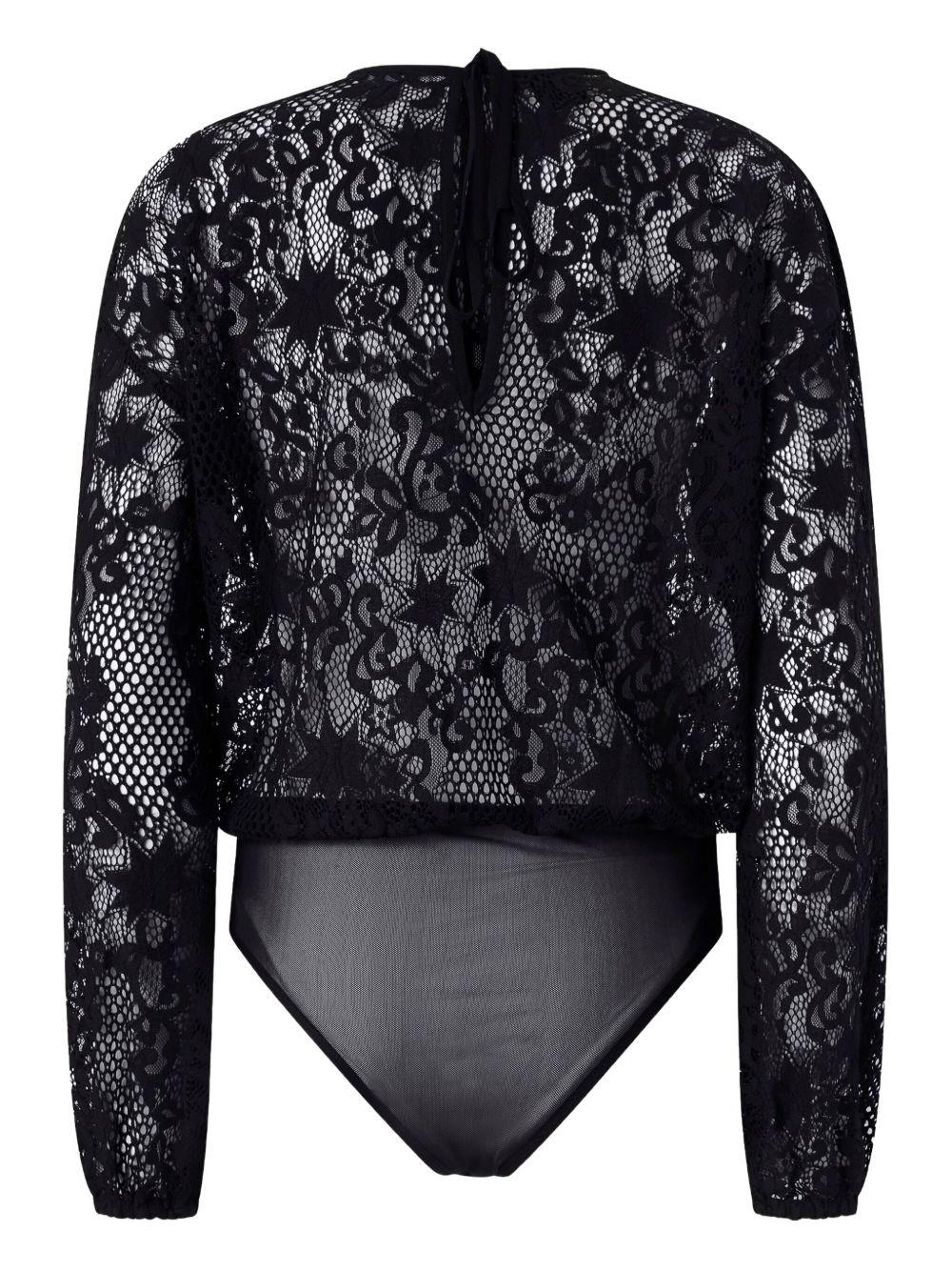 Body nero con inserti in pizzo 105471A2QB Z99 PINKO