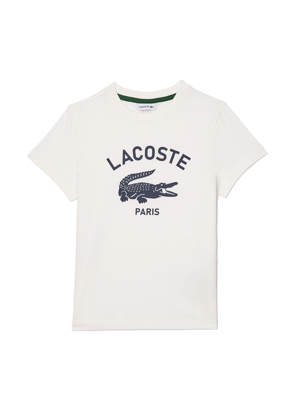 T-shirt bianca con stampa frontale logo TJ3003 70V LACOSTE KIDS