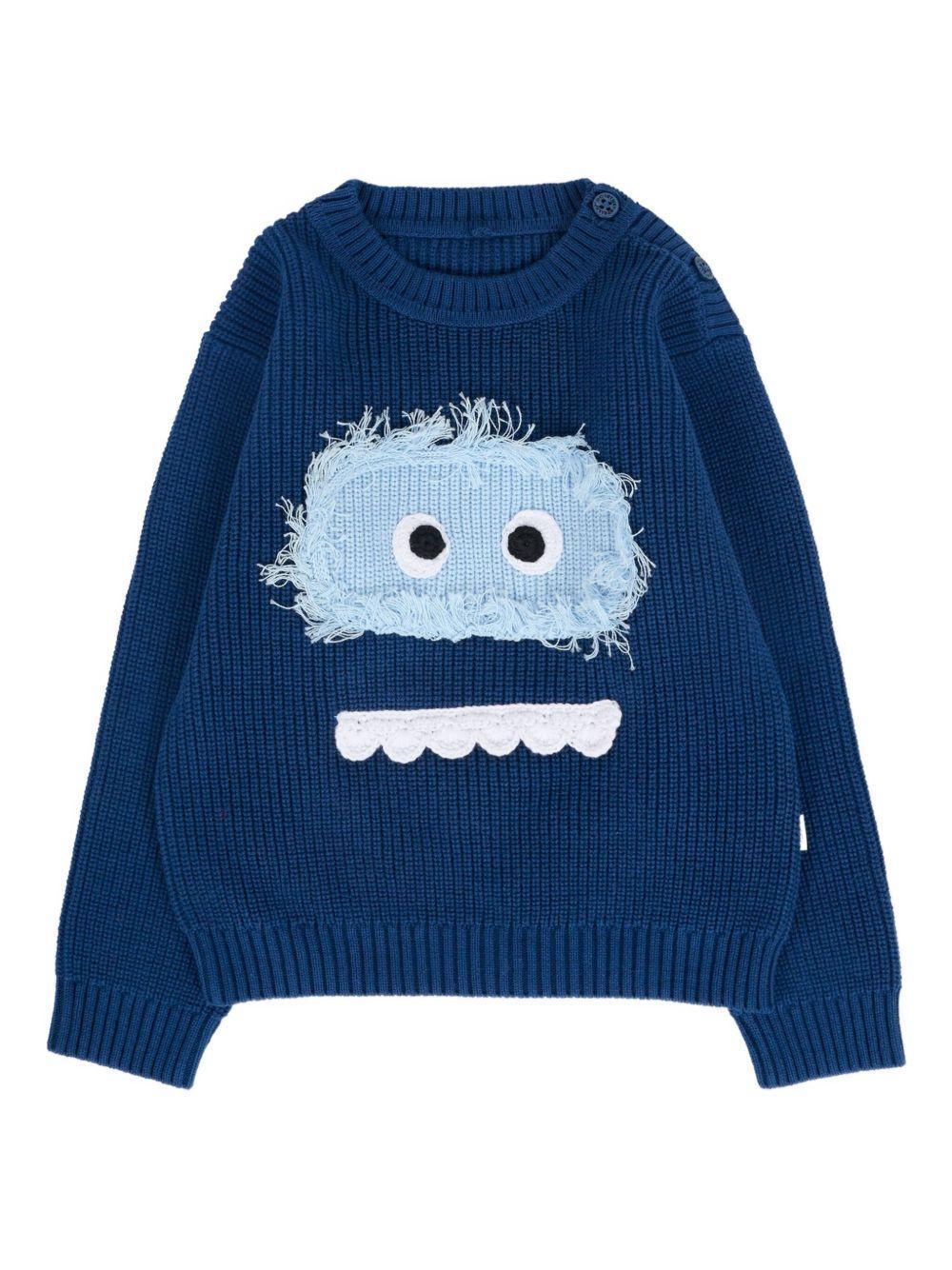 Maglione Blu con Applicazione Monster Face - Preludio Moda