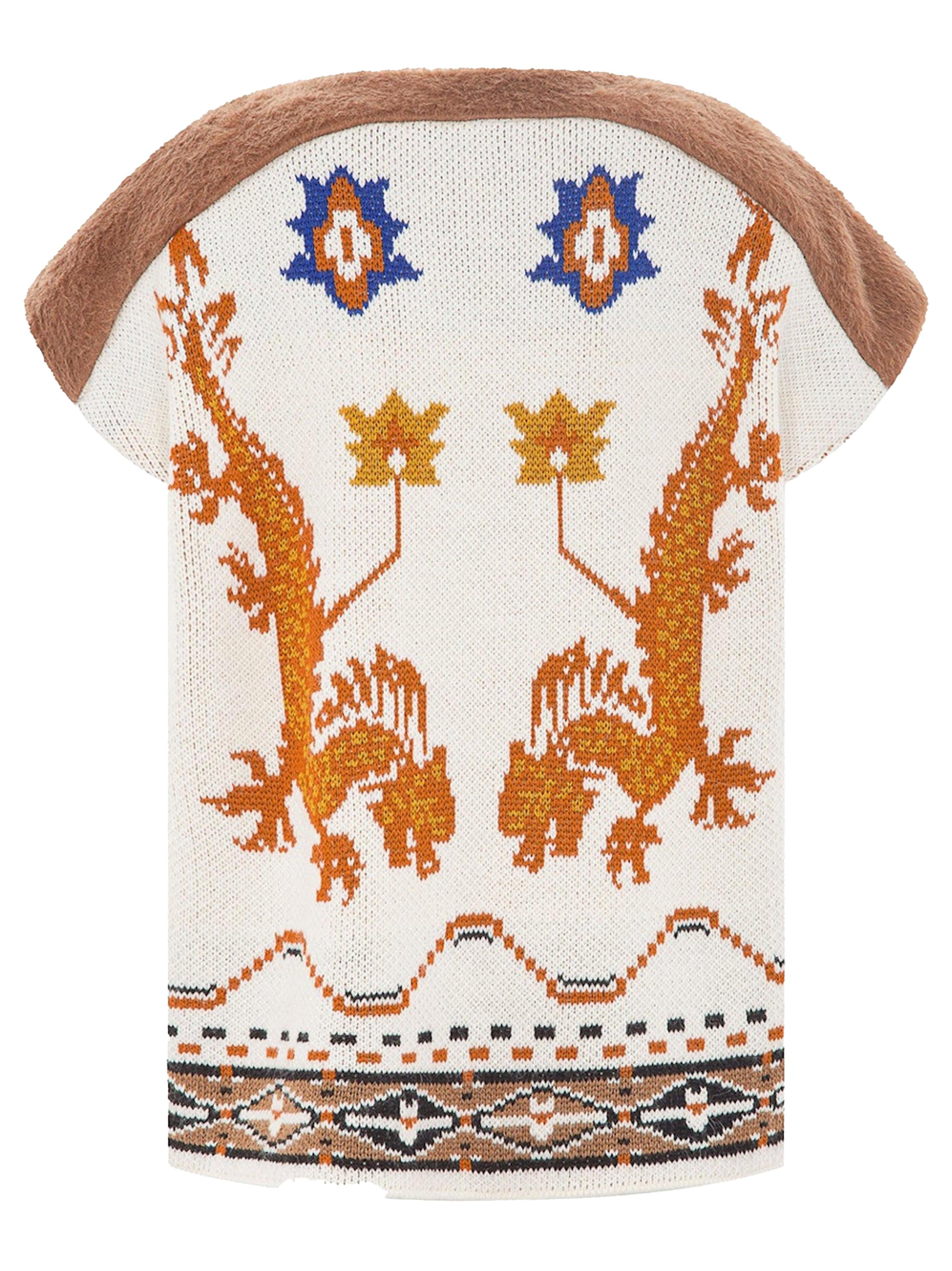 Gilet in pelliccia sintetica con inserti in maglia ricamata GLKD03143 V1 AKEP