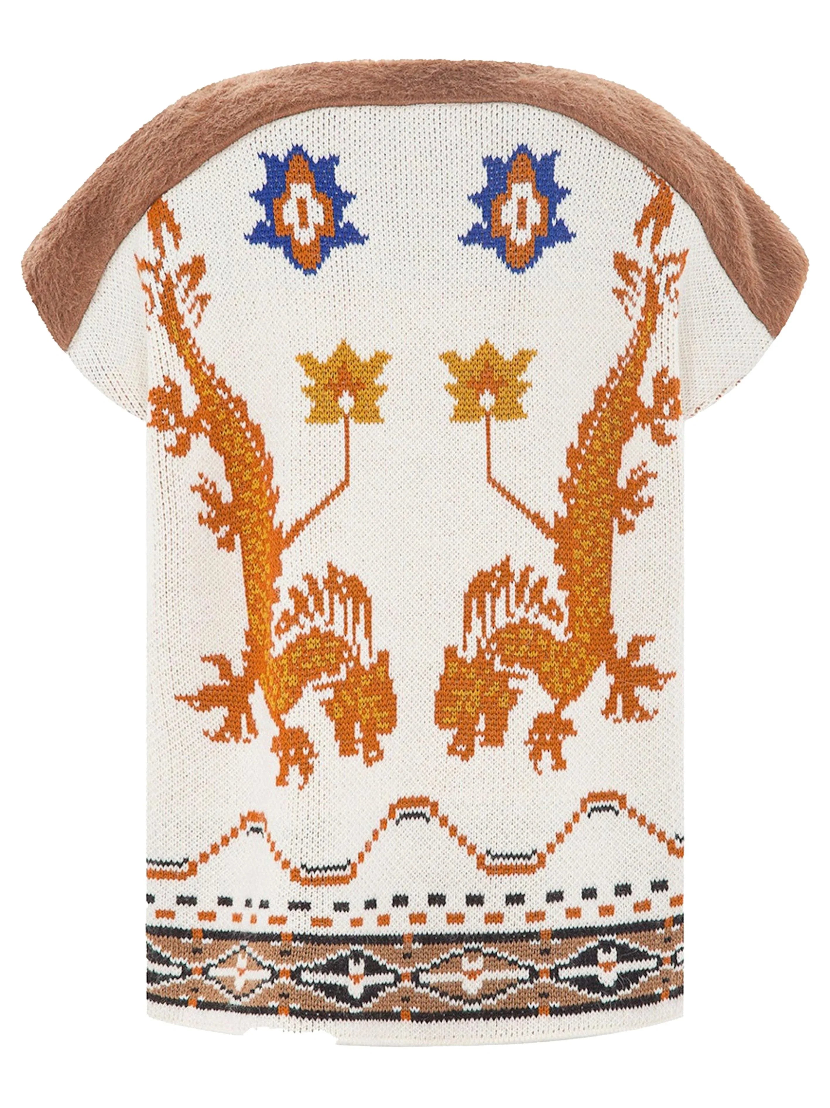 Gilet in pelliccia sintetica con inserti in maglia ricamata - Preludio Moda