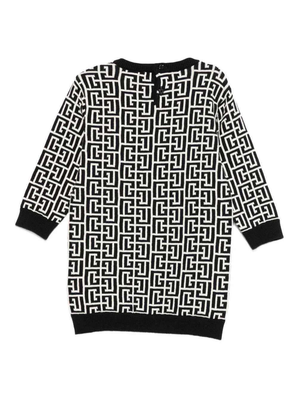 Abito Nero e Bianco con Motivo Monogramma - Preludio Moda