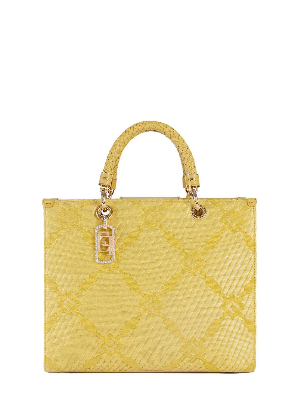 Borsa Tote media in jacquard con charms curry - Preludio Moda