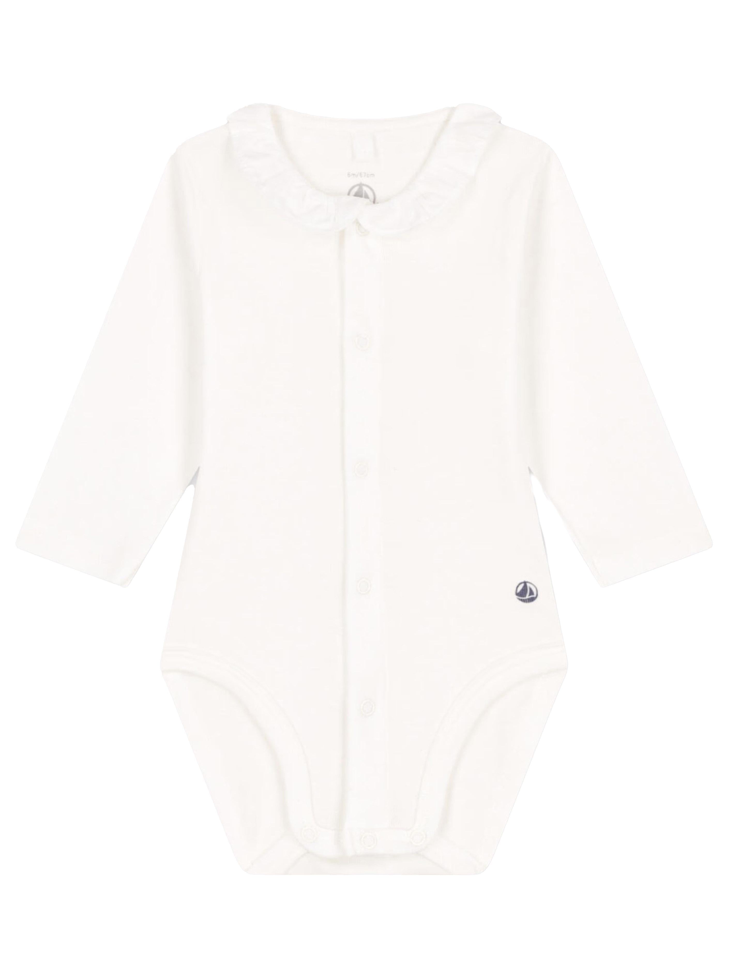 Body panna con colletto ruches neonato A0B71 01 PETIT BATEAU KIDS