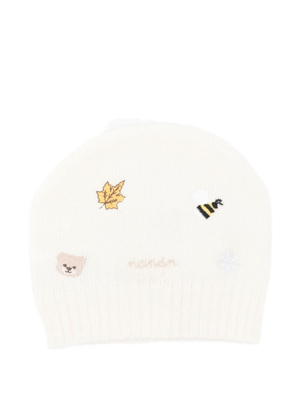 Berretto bianco con ricamo I25014PC BIANCO NANAN KIDS