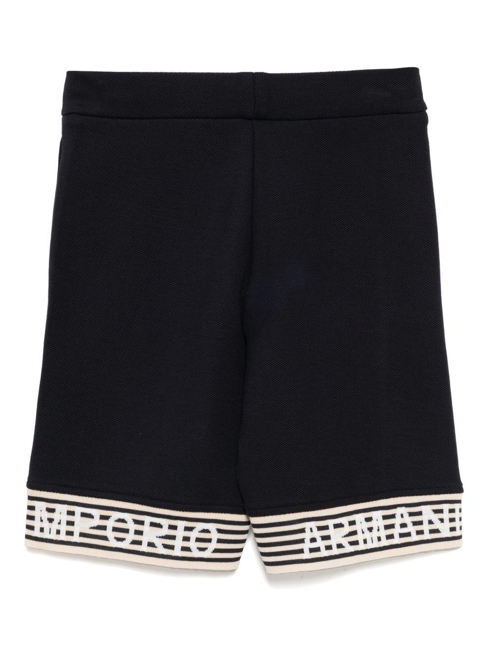 Bermuda blu notte con inserti a righe
