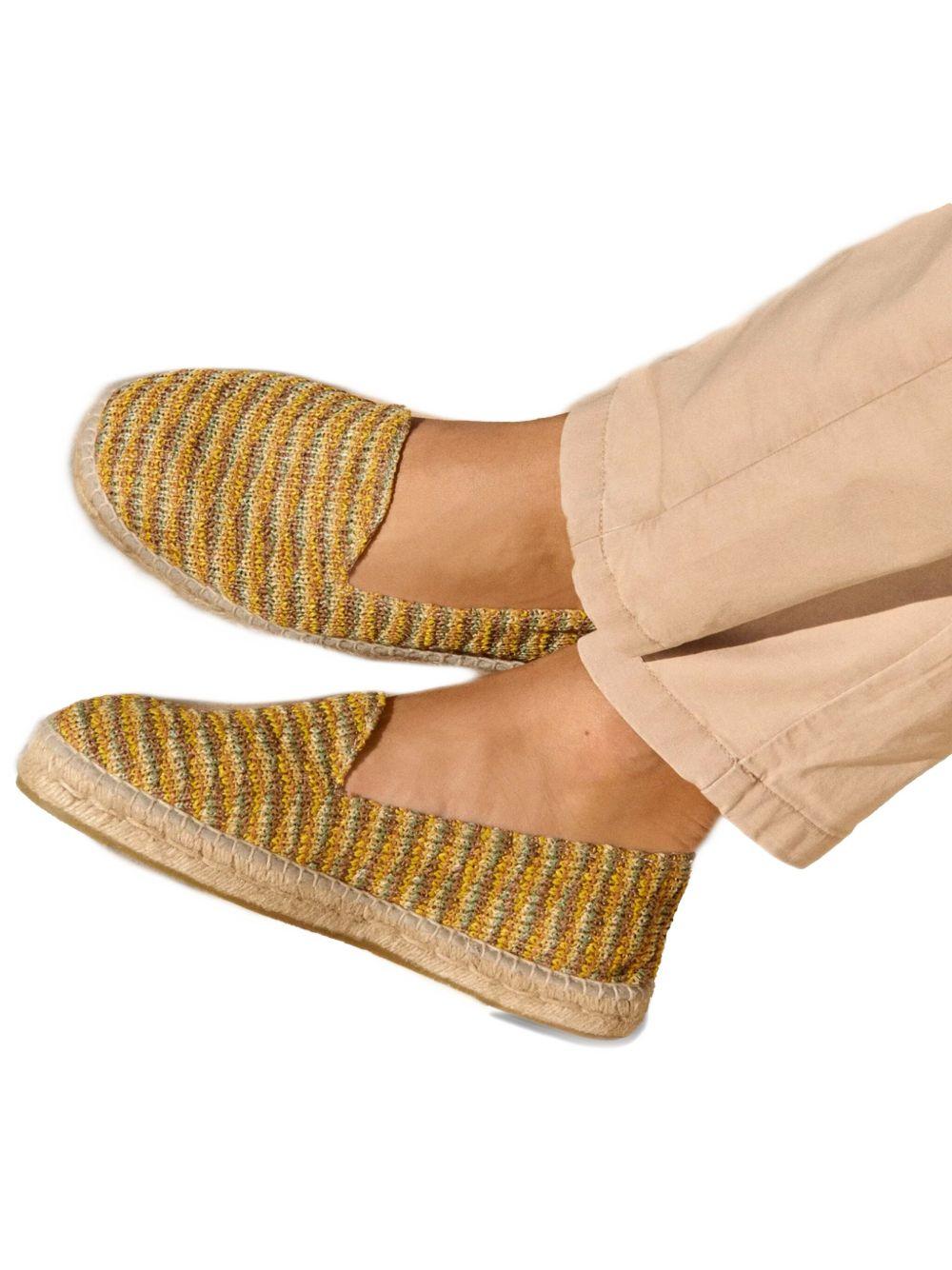 Espadrillas a righe in rafia intrecciata Yucatán gialle G32C0 SAGE MANEBI