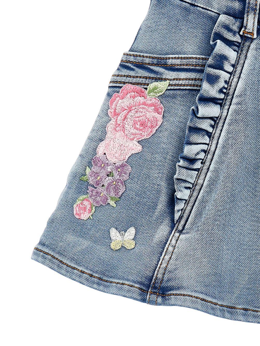 Gonna in denim con ricami floreali 19G7007015 055B MONNALISA KIDS