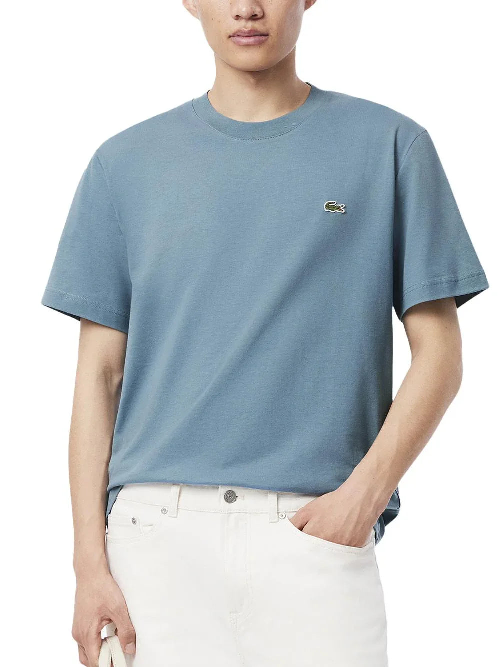 T-shirt azzurra mini logo ricamo - Preludio Moda