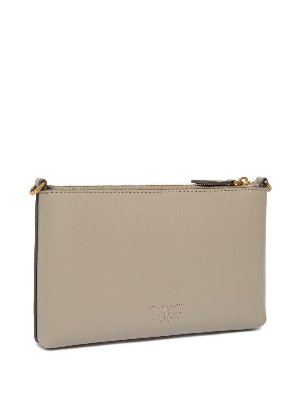Clutch noce in pelle con logo color oro 104277A0F1 I68Q PINKO