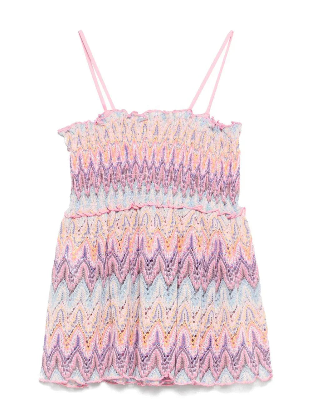 Copricostume irmine in maglia traforata rosa - Preludio Moda