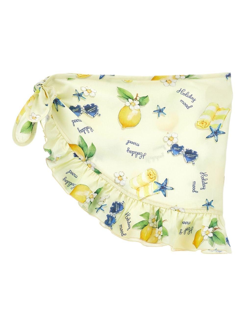 Bikini a triangolo con stampa limoni e volant 19G0087028 0014 MONNALISA KIDS