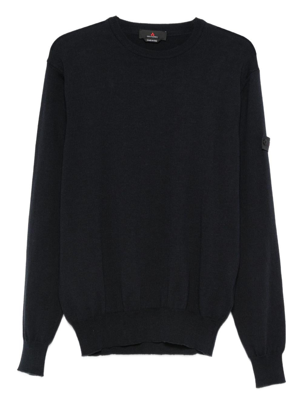 Maglione blu a collo giro con rifiniture a scanale PEU561199011919 215 PEUTEREY