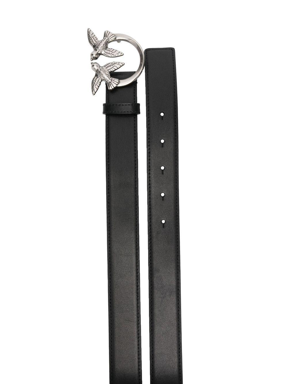 Cintura nera in pelle con fibbia Love Birds 100125A0F1 Z99O PINKO