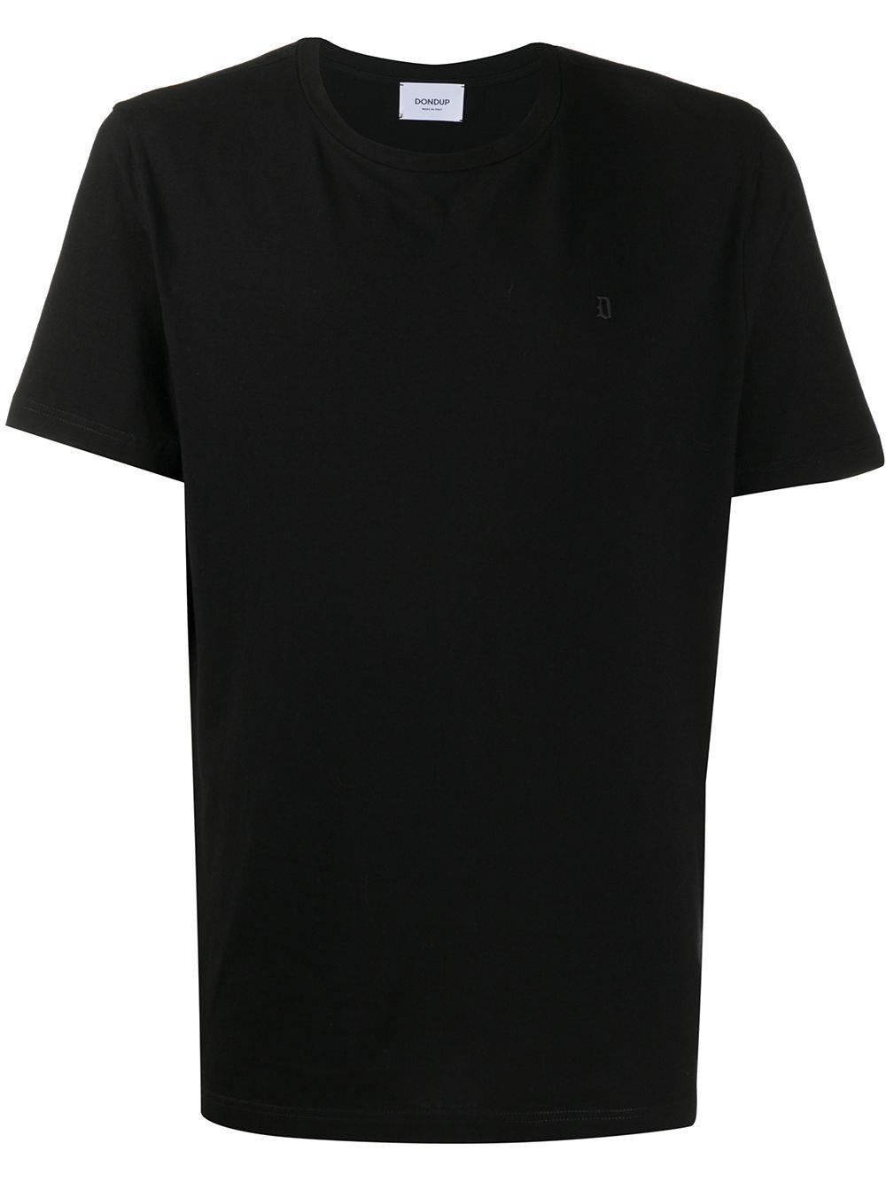 T-shirt nera logo gommato petto US198JF0271UZL4 999 DONDUP