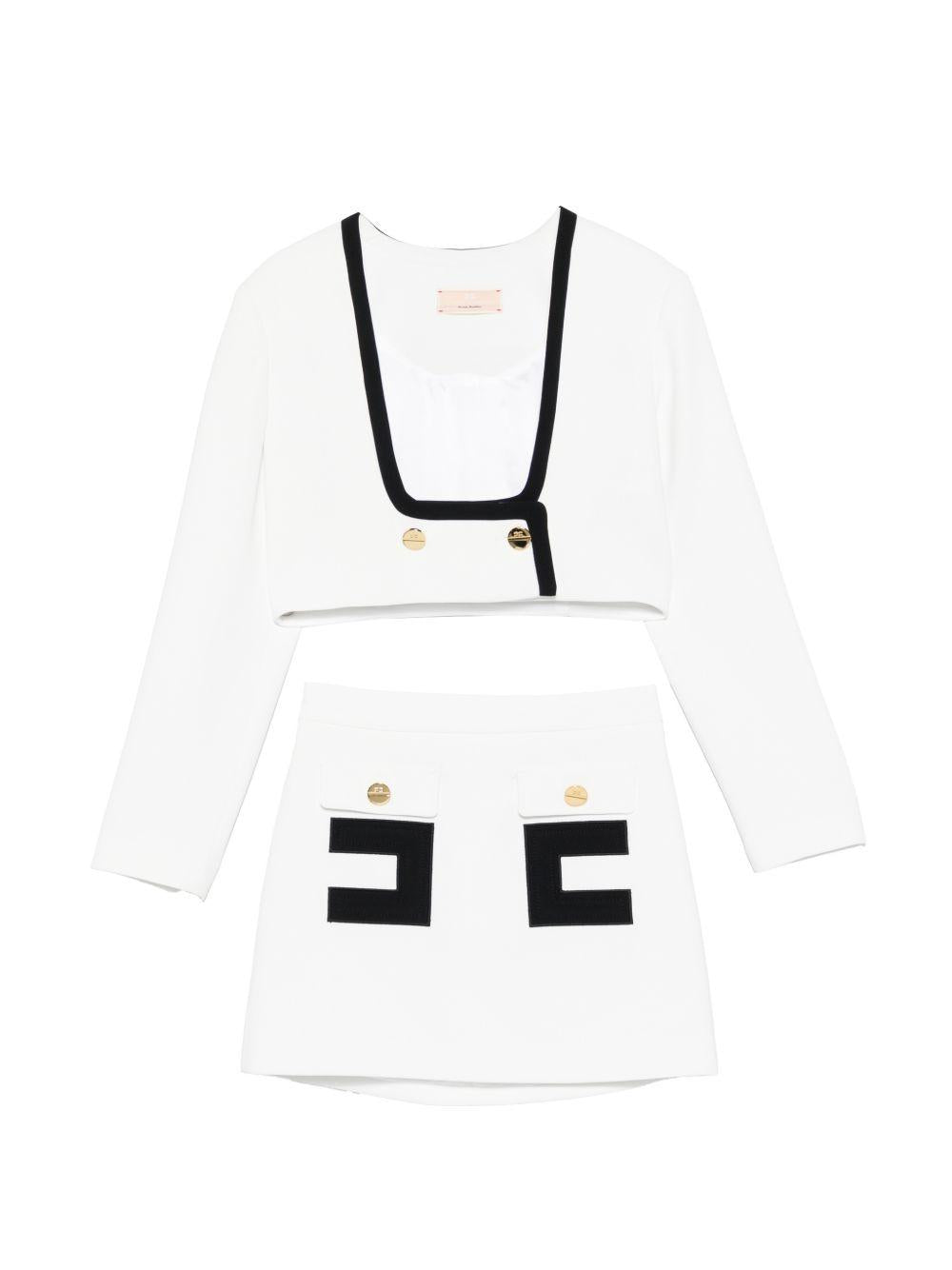 Abito a maniche lunghe con profili neri EFCM023GA022 0100 ELISABETTA FRANCHI KIDS