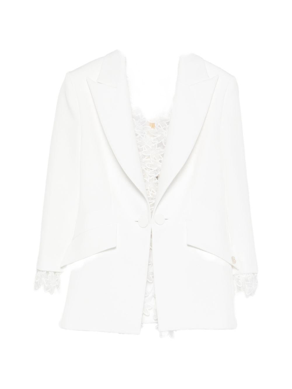 Blazer monopetto con profili in pizzo WS00702 BIANCO BABYLON COLLECTION