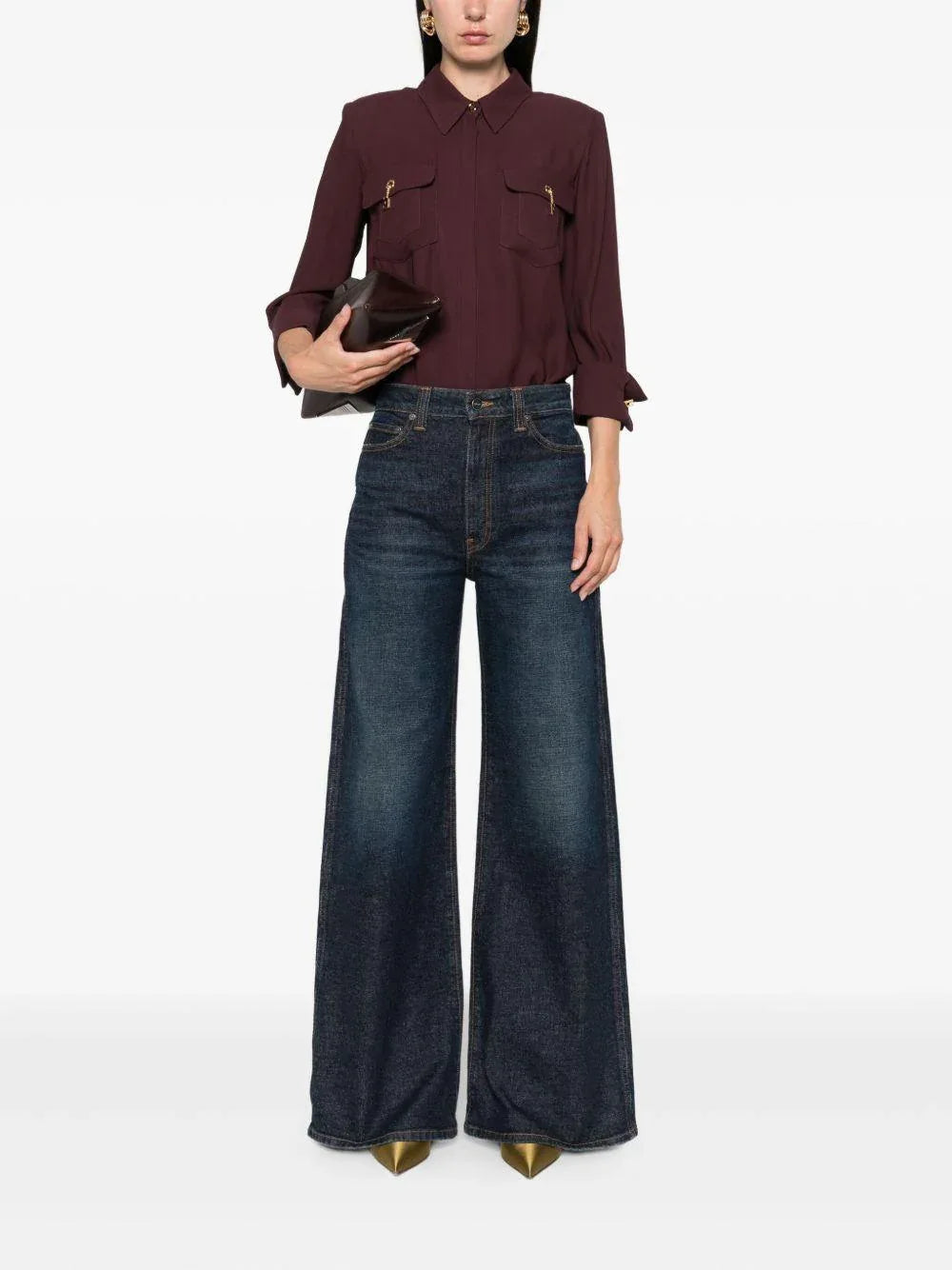 Camicia Maniche Lunghe con Dettagli Ciondolo - Preludio Moda