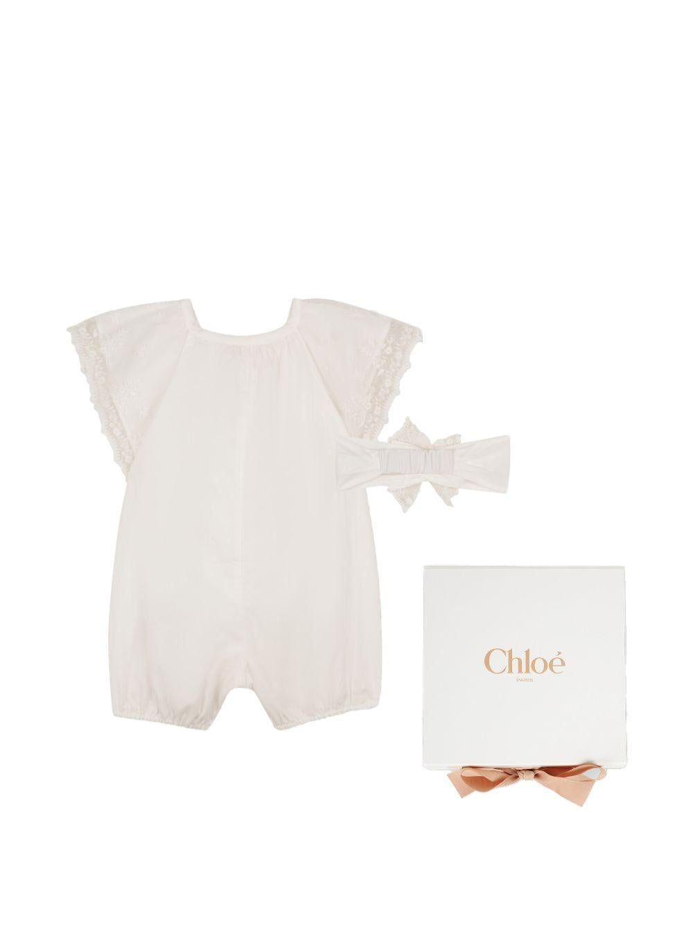 Set tutina e fascia con pizzo panna C20928 117 CHLOE KIDS