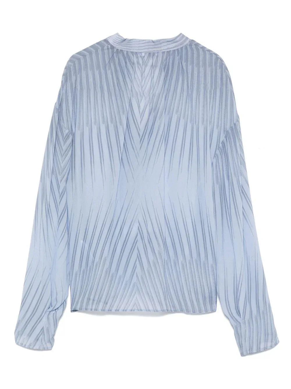 Blusa azzurra con fantasia e gemelli fly - Preludio Moda