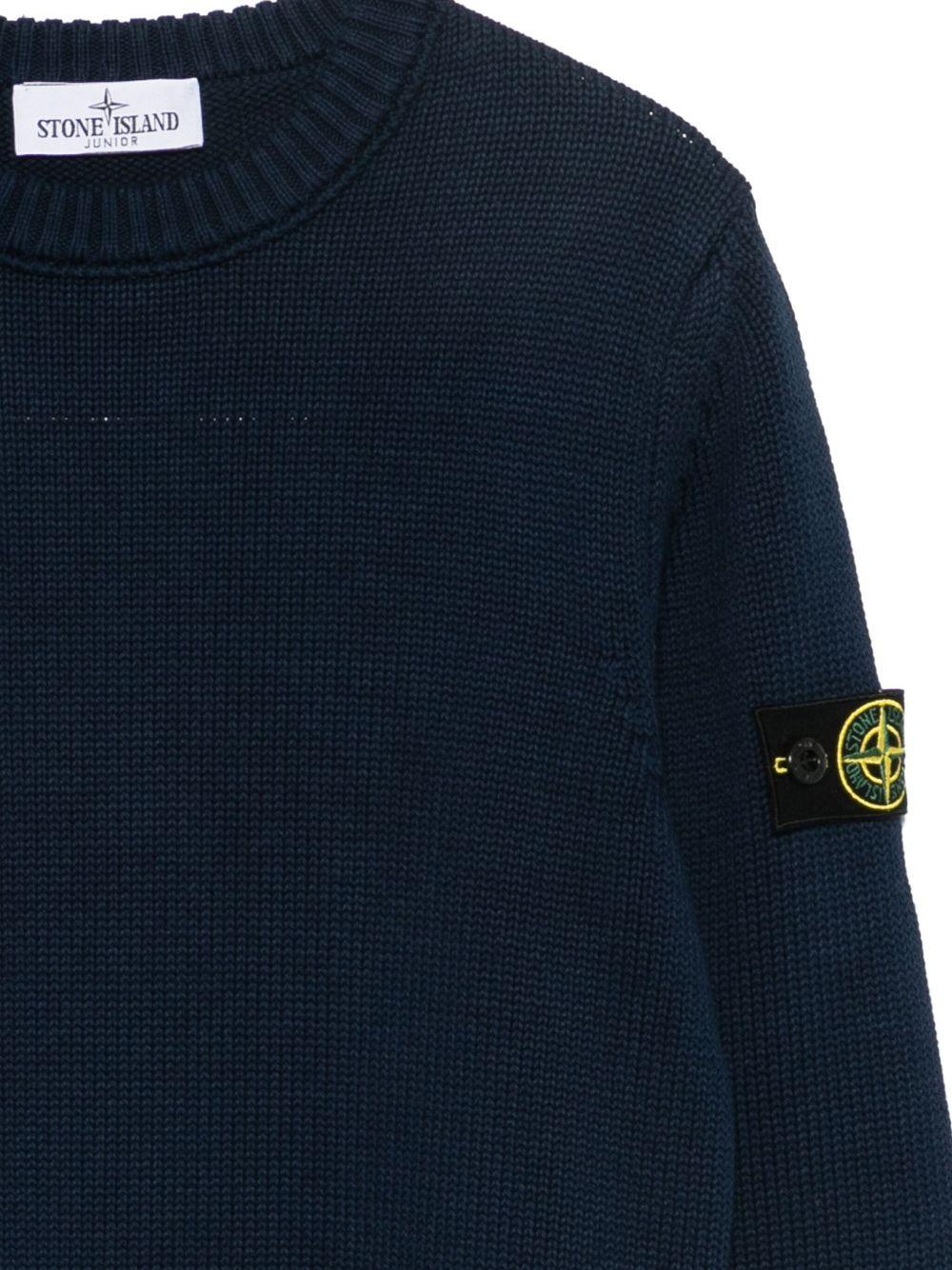 Maglione blu navy con applicazione Compass 165100019S01A2 V0020 STONE ISLAND KIDS