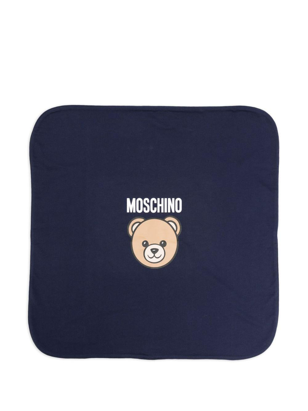 Coperta blu navy con motivo Teddy Bear MQB00FLCA40 40016 MOSCHINO KIDS