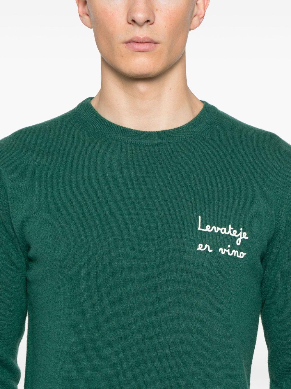 Maglione Heron light verde "Levateje er vino"