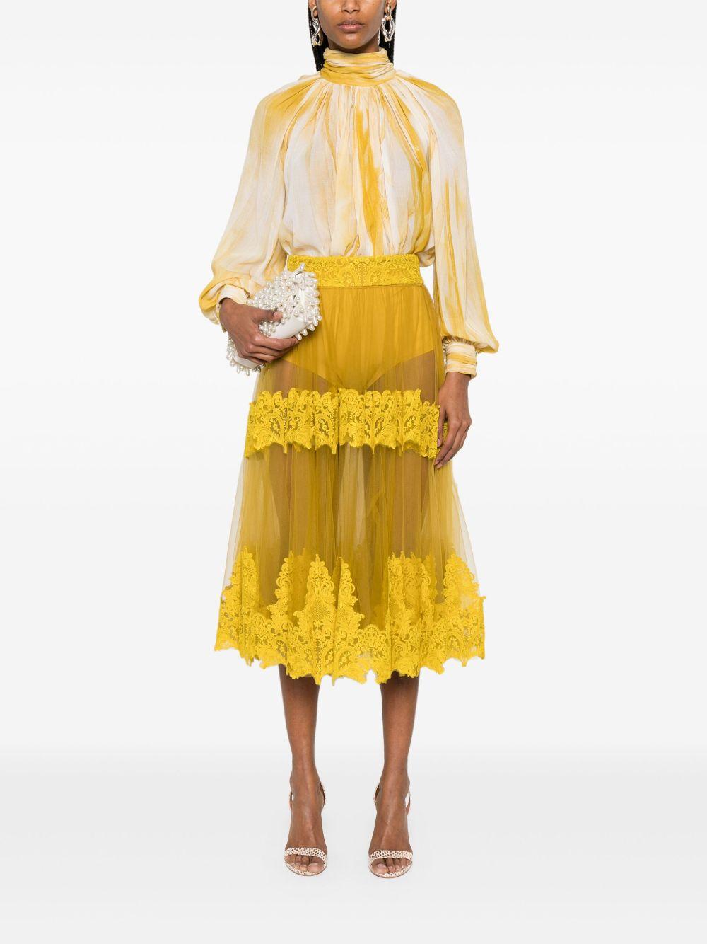 Gonna in tulle con decorazioni in pizzo curry