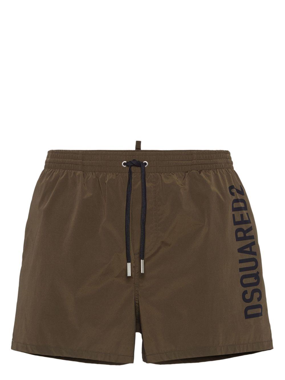 Costume boxer marrone/verde on logo D7B646000 307 DSQUARED