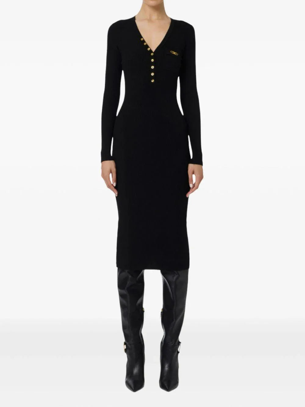 Abito Midi a Coste Nero - Preludio Moda