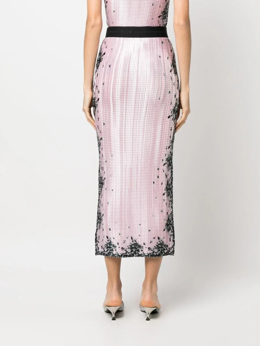 Gonna midi rosa/nera con trama - Preludio Moda