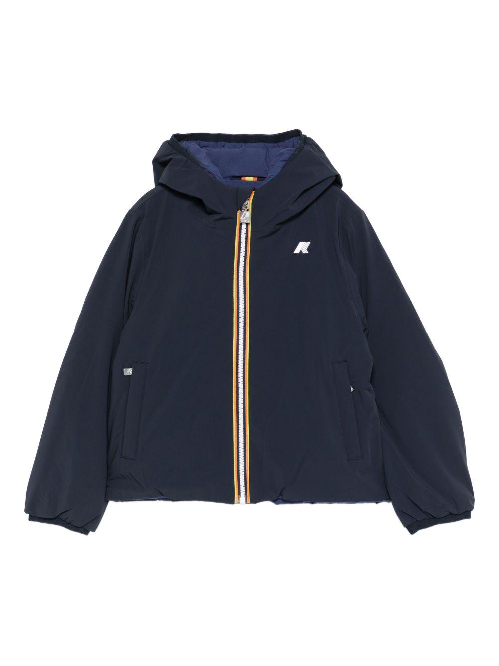 Giacca reversibile blu con cappuccio e zip K71337W B0S K-WAY KIDS