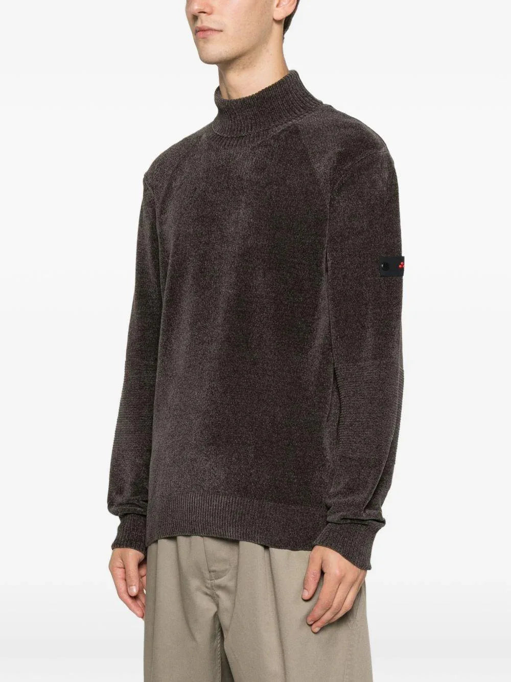 Maglione grigio con scollo arrotolato e logo Peuterey - Preludio Moda