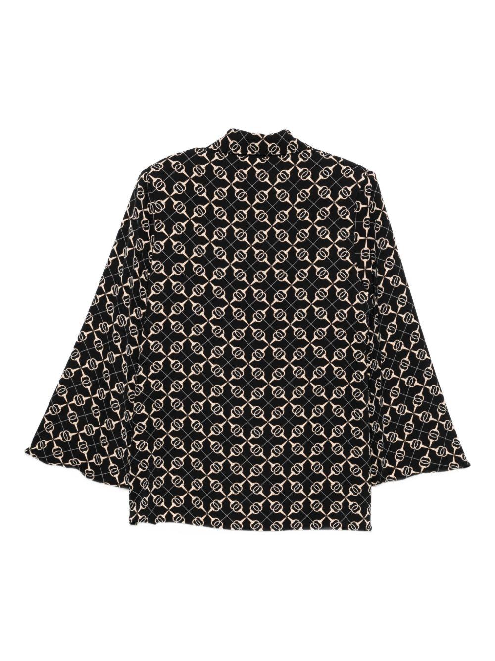 Camicia con Motivo Geometrico e Fiocco Frontale S00305 NERO BABYLON COLLECTION