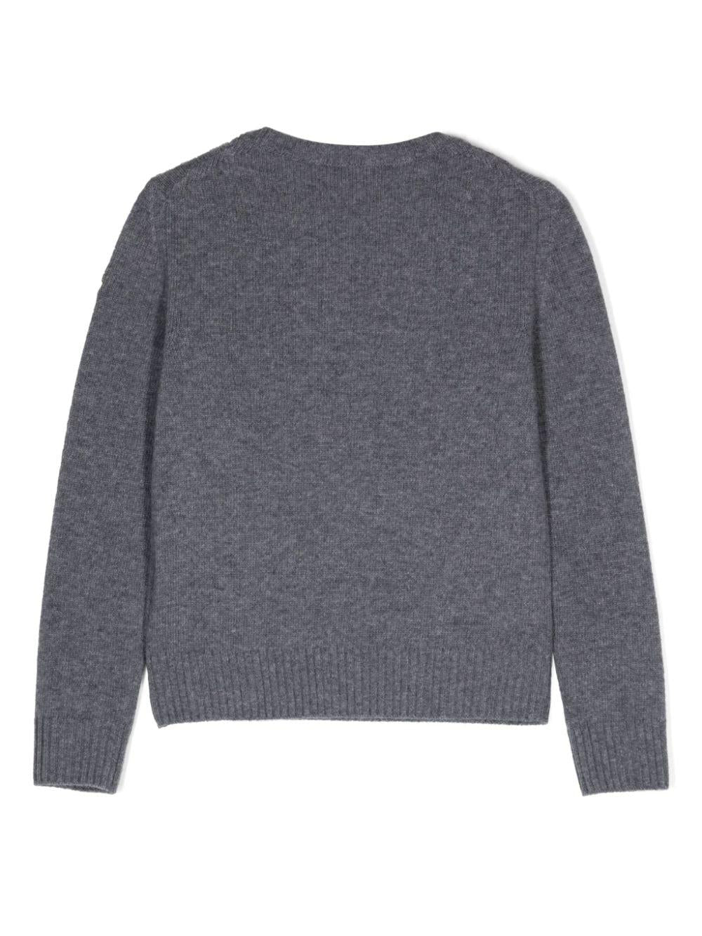 Maglione grigio ricamo frontale 9549C00002M1241 988 MONCLER KIDS